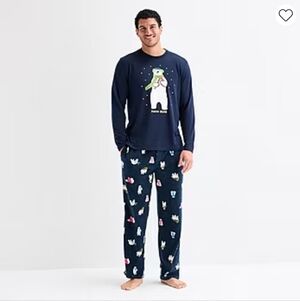 Men's Navy Polar Bear Pajama Set Matching Family Papa Bear Holiday Christmas XXL